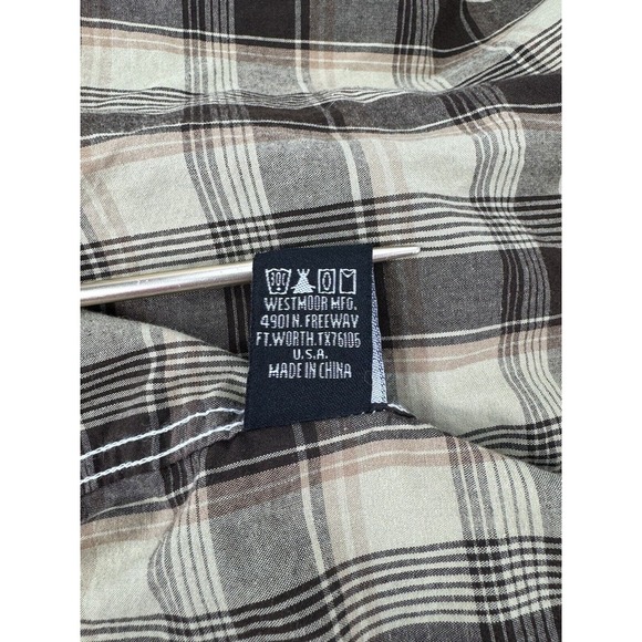 Rock & Roll Cowboy 2XL Brown Plaid Long Sleeve Pearl Snap Button Shirt - Picture 10 of 12